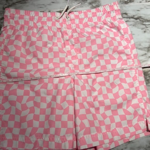 🎀 3 for $25 Pink / White Old Navy Boy's Lined Swim Trunks in Size L (10/12) EUC - Picture 6 of 11